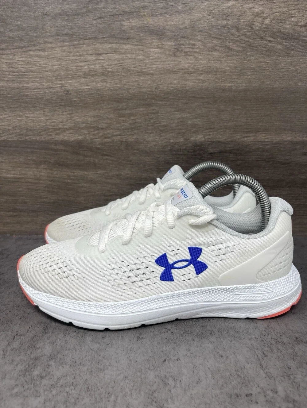 Under Armour Charged Impulse 2 White Blue Running Shoes Womens Size 7.5 3024141